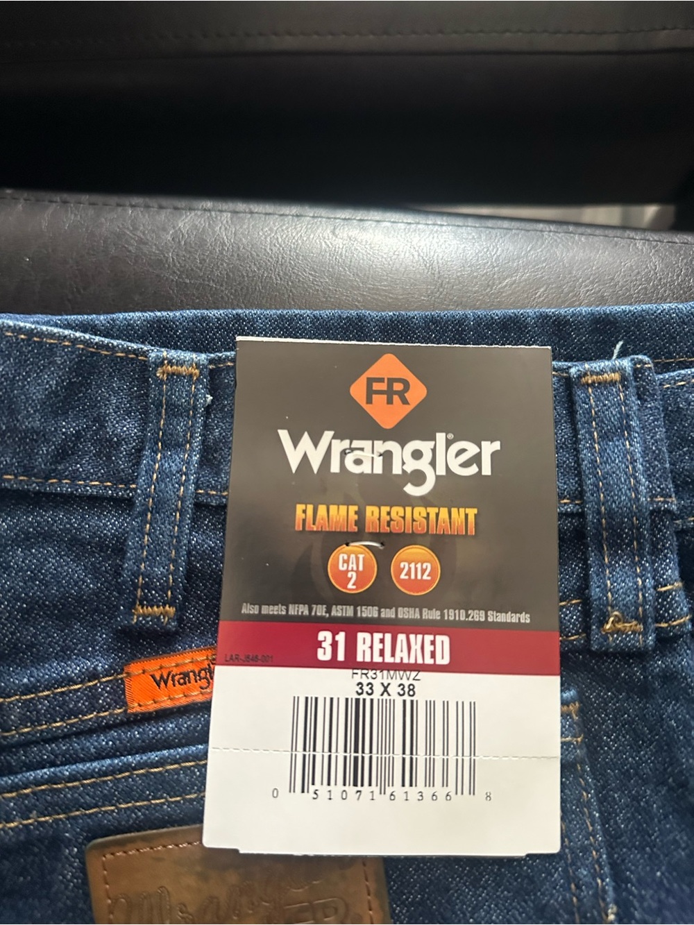 Wrangler Men's Flame Resistant Relaxed Jeans - Dark Blue Denim